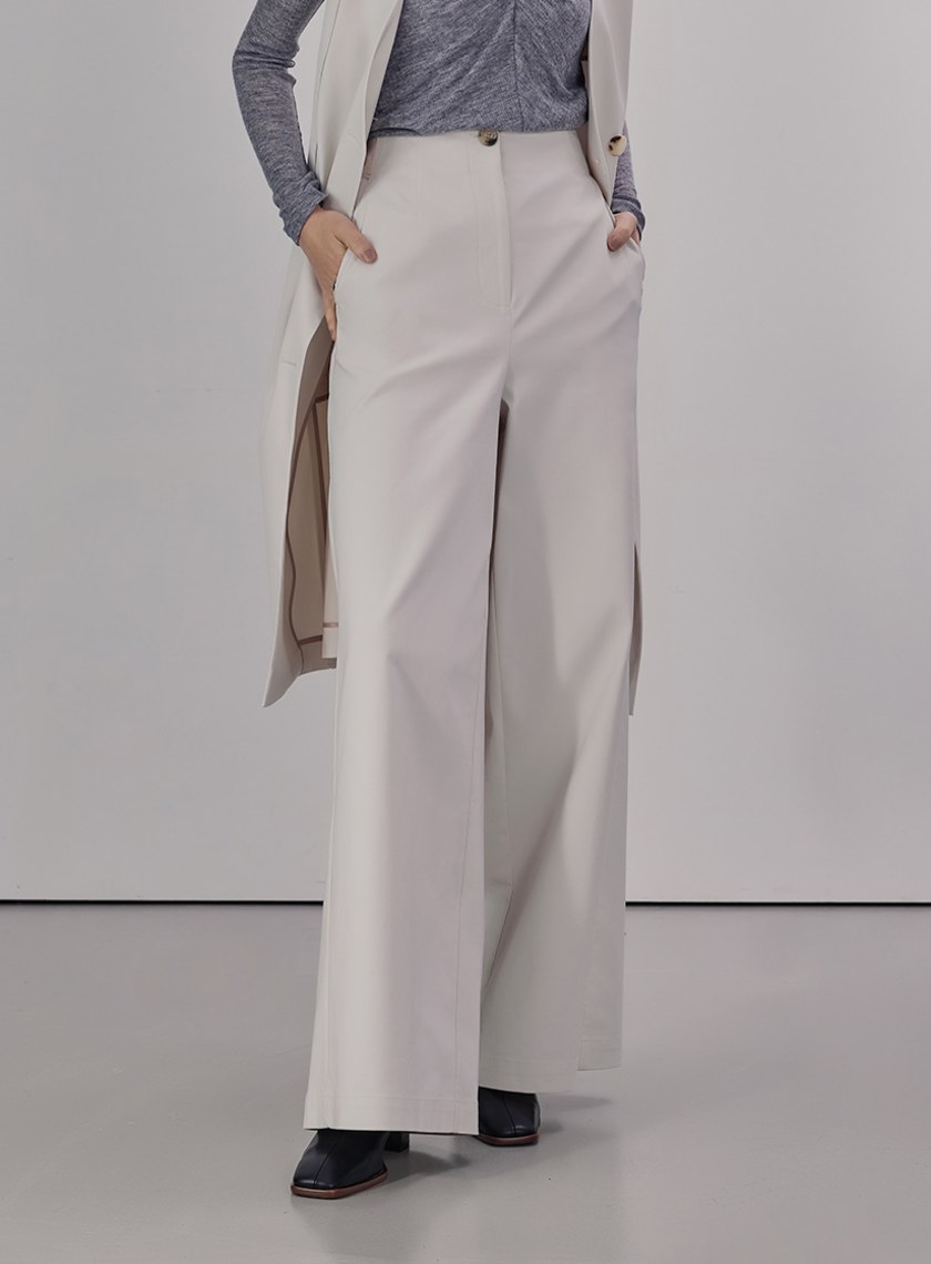 率性風衣料落地寬褲